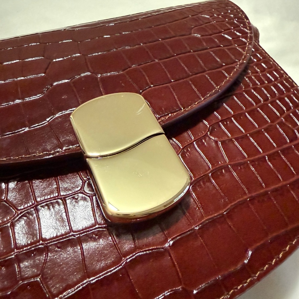 Sezane CLAUDE BAG CHOCOLATE CROCODILE PRINT - Picture 14 of 14